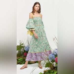 CELIA B Lurleen Green and Pink floral Dress Bohemians Small